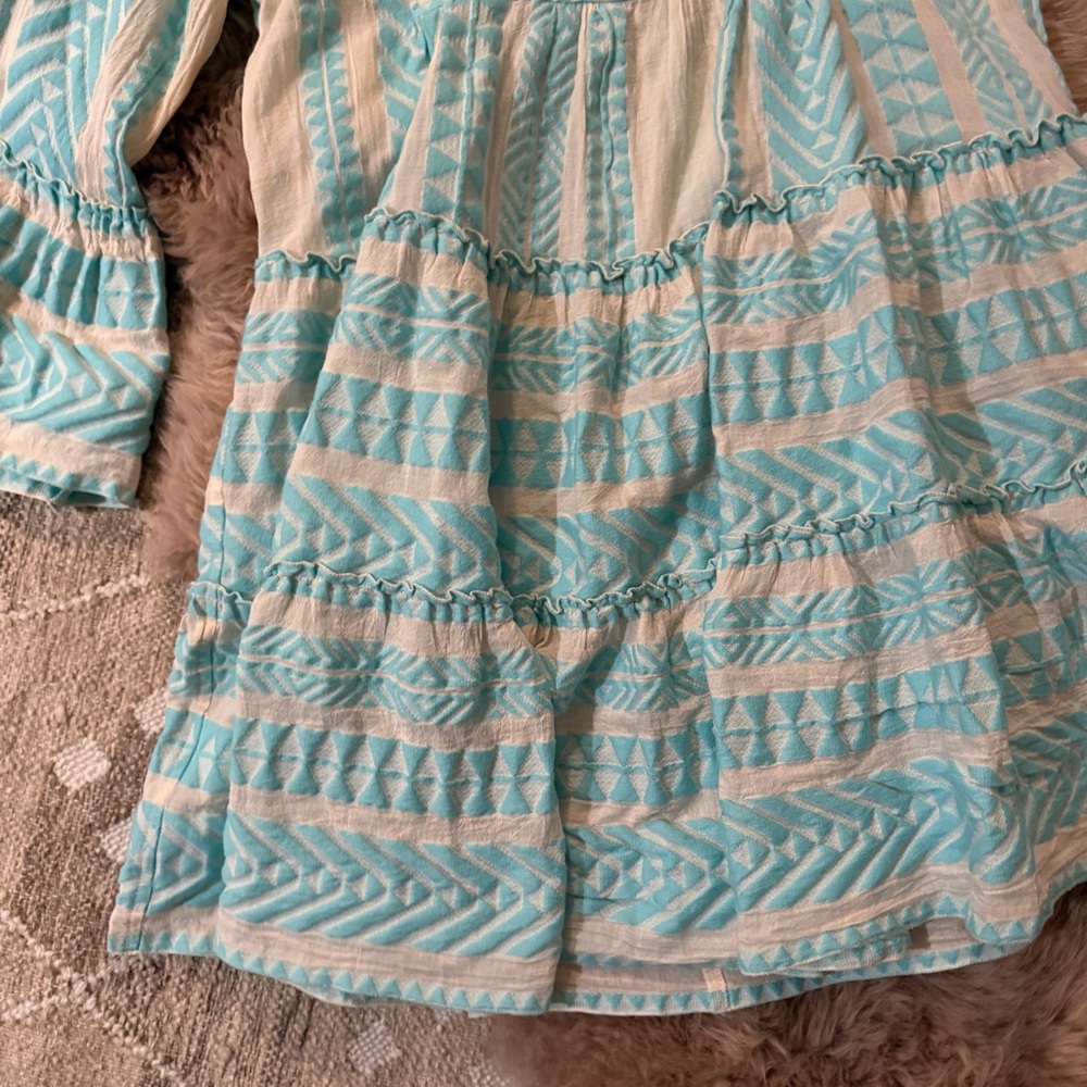 Devotion TWINS Ella Aqua Blue & White Long Sleeve Dress - Size Small - Picture 9 of 14